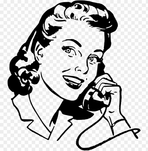 woman on telephone - retro woman on phone PNG design elements