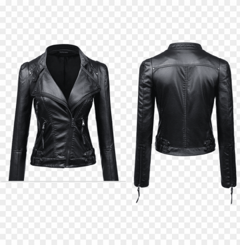 women leather jacket png transparent image - women's black leather jacket Background-less PNGs