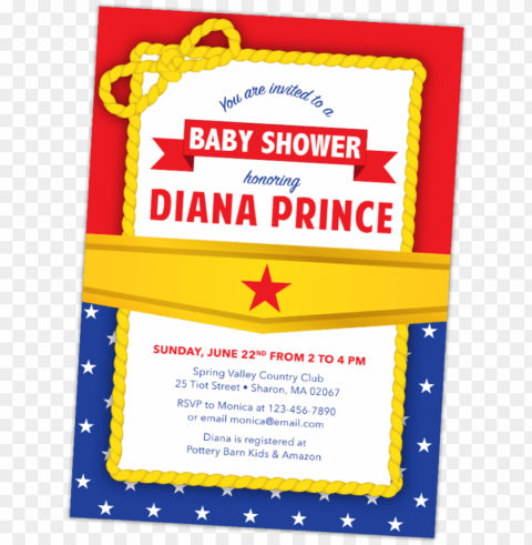 wonder woman baby shower invitations Transparent Background Isolated PNG Design