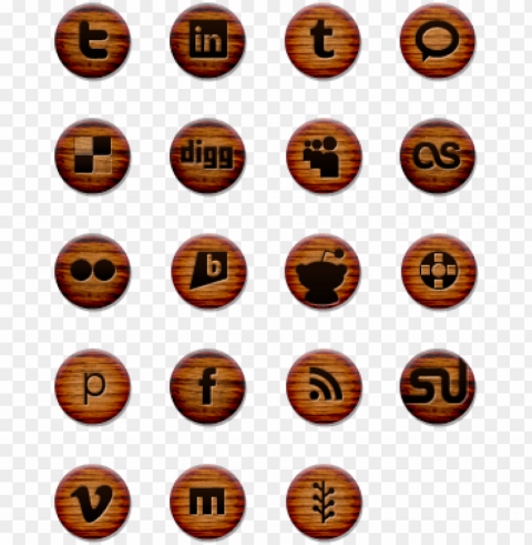 wood grain social media icons HighQuality Transparent PNG Isolated Graphic Design
