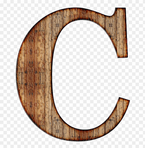 Wooden Capital Letter C PNG Graphic Isolated On Transparent Background