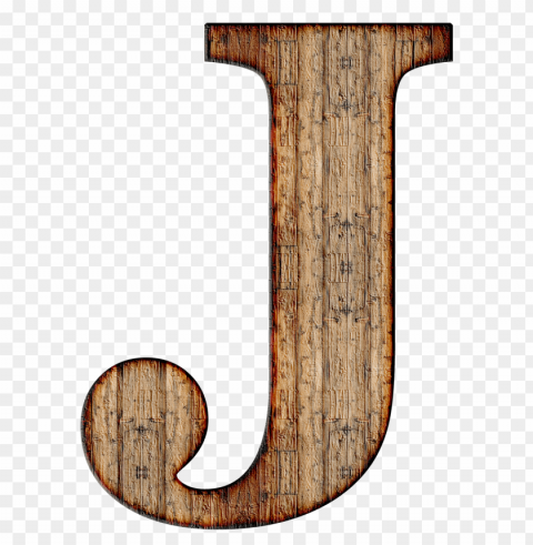 wooden capital letter j PNG Isolated Object on Clear Background