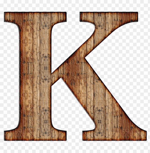 wooden capital letter k PNG Isolated Object with Clarity
