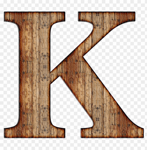 Wooden Capital Letter K PNG Isolated Object With Clarity