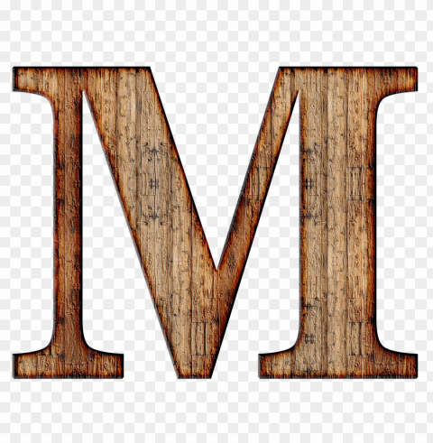 wooden capital letter m PNG Isolated Subject on Transparent Background