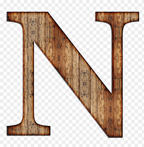 wooden capital letter n PNG Isolated Subject with Transparency