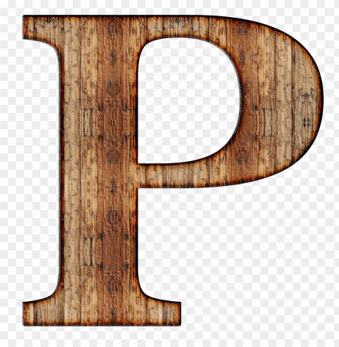 wooden capital letter p PNG no watermark