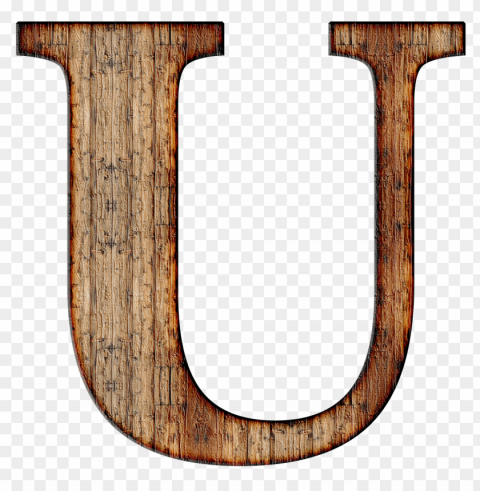 wooden capital letter u PNG pictures with alpha transparency