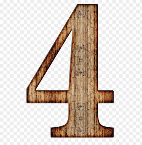 wooden number 4 Transparent design PNG