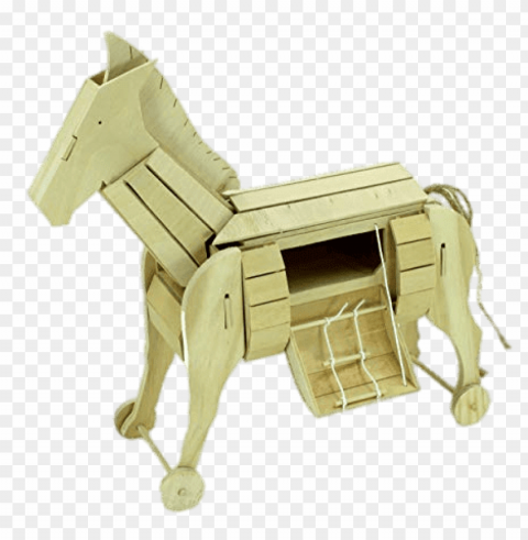 wooden toy trojan horse Clean Background Isolated PNG Design