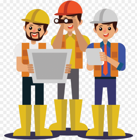 worker vector construction team - construction contractor Isolated Design Element on PNG