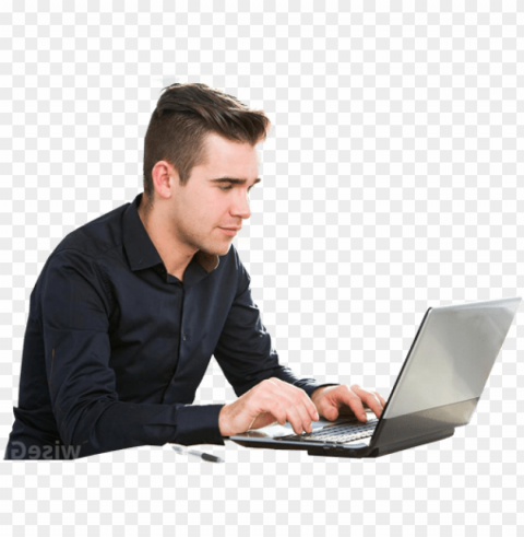 working man - work on laptop Transparent PNG Isolated Graphic Element