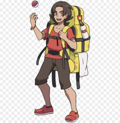 xy backpacker - pokemon trainer with beard PNG with transparent overlay