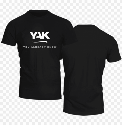 yak stylish short sleeve t shirt 3 black front back - black tshirt front back CleanCut Background Isolated PNG Graphic