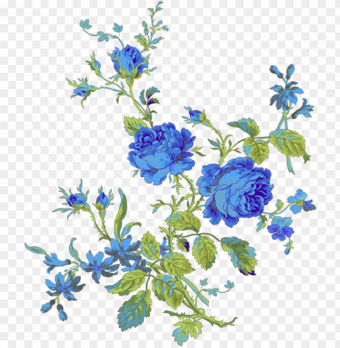 floral azul - blue rose vintage HighQuality Transparent PNG Element