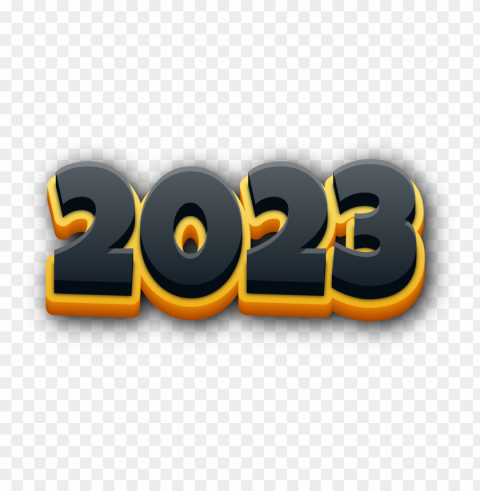 yellow and black 2023 3d style PNG isolated