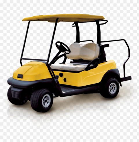 yellow electric golf buggy cart PNG files with clear backdrop assortment