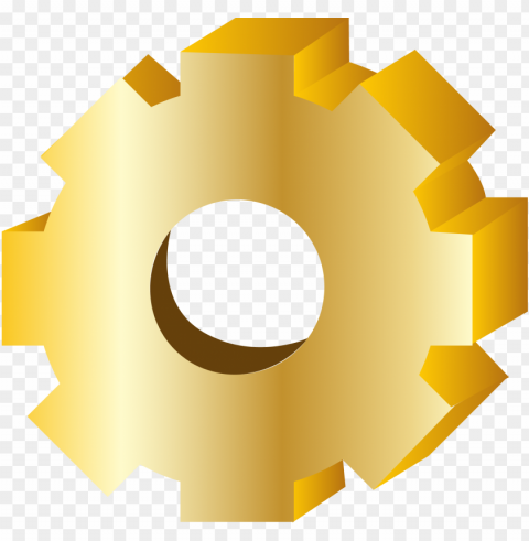 Yellow Gold 3d Gear Wheel PNG Files With Clear Background Bulk Download