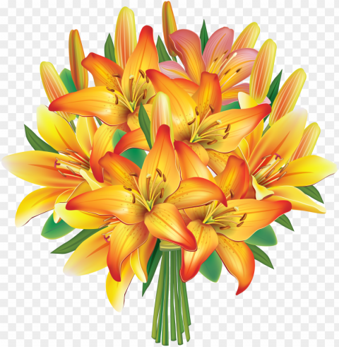 yellow lilies flowers bouquet clipart image - yellow lily flowers bouquet PNG images with clear alpha channel broad assortment