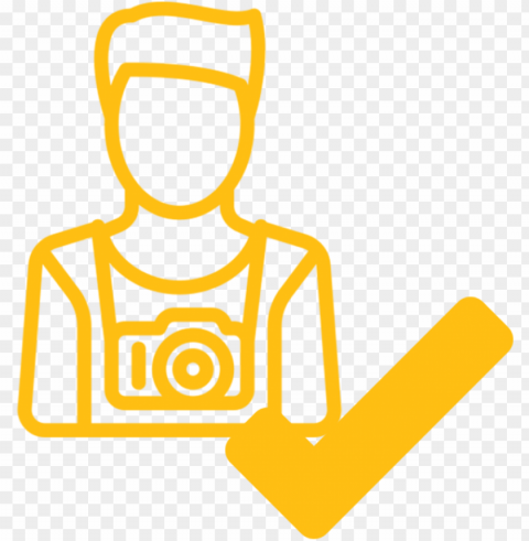 yellow node influencer with a check mark icon against Isolated Subject on HighQuality PNG