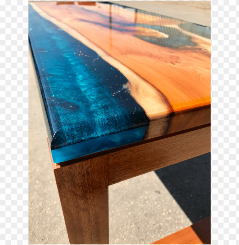 yew & reef blue resin river coffee table thumbnail - live edge Transparent Background PNG Isolated Pattern