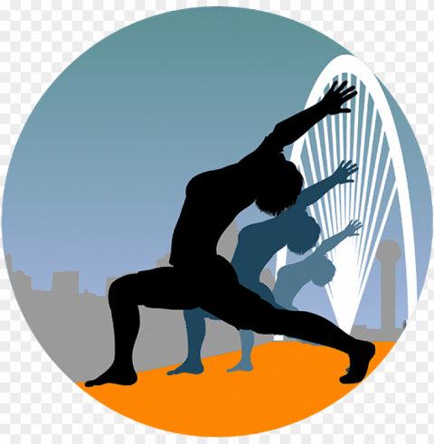 yoga on the bridge PNG with no background diverse variety