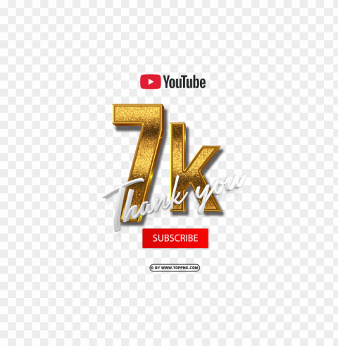 youtube 7k subscribe thank you Isolated Subject with Clear Transparent PNG