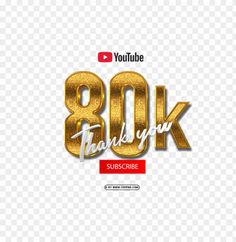 youtube 80k subscribe thank you 3d gold text PNG art