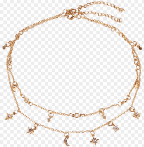 zaful moon star charm chain necklace set - necklace Clear background PNG graphics