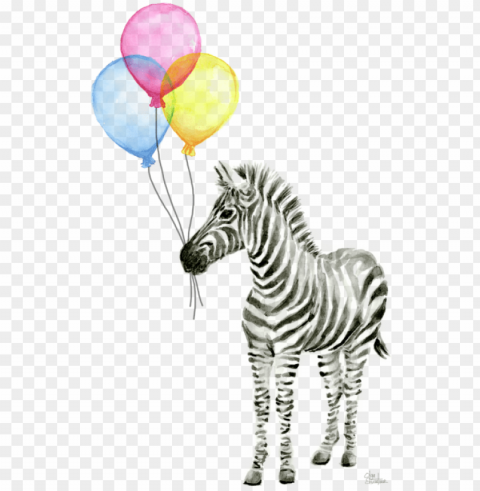 zebra watercolor with balloons onesie for sale by olga - watercolor animal with balloo Isolated Element in HighResolution Transparent PNG