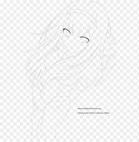 zero two lineart i hope u like it darling in the franxx - line art Isolated Item with HighResolution Transparent PNG