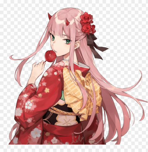 #zerotwo - zero two yukata PNG Isolated Subject with Transparency PNG transparent with Clear Background ID 7908506d