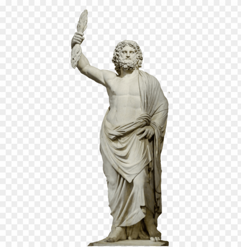 zeus statue Isolated Design on Clear Transparent PNG