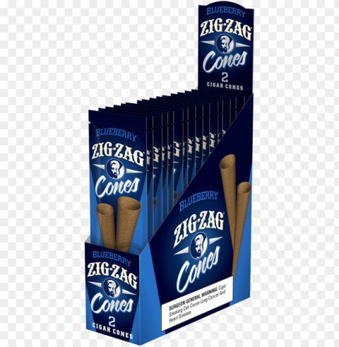 zig zag cones blueberry 2ct x 15pouches - zig zag blunt cones PNG Image with Transparent Isolation