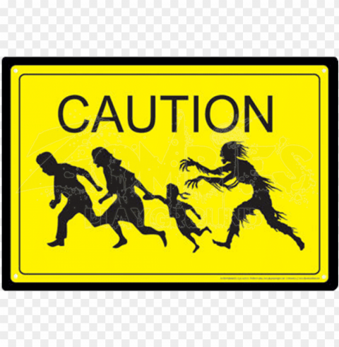 zombie caution metal sign - poster zombie PNG Graphic with Isolated Design