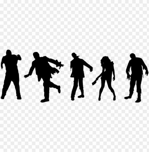 zombie silhouette - zombie silhouette background Isolated Illustration on Transparent PNG