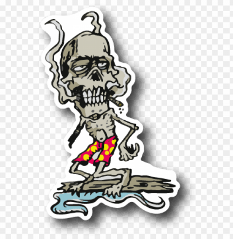 zombie smoking joint and surfing sticker - sticker PNG images with no royalties