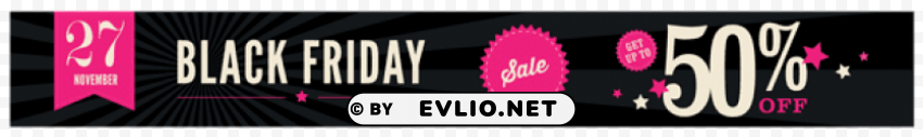black friday 50% off banner PNG Image with Clear Background Isolation