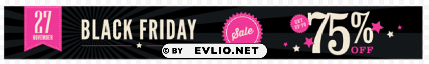 black friday 75% off banner PNG Image with Isolated Element