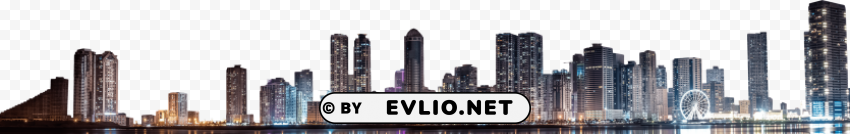 skyline wide night PNG isolated