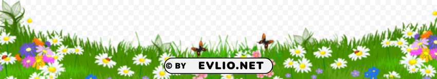 grass ground with flowers Isolated Icon with Clear Background PNG