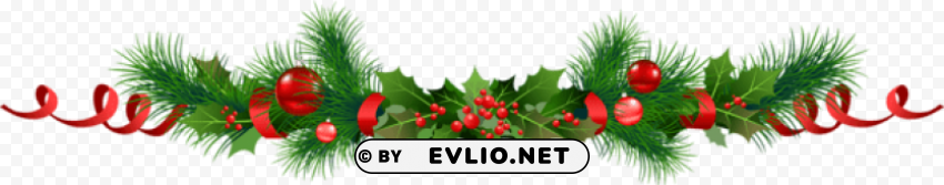 transparent christmas pine garland with mistletoe ClearCut PNG Isolated Graphic