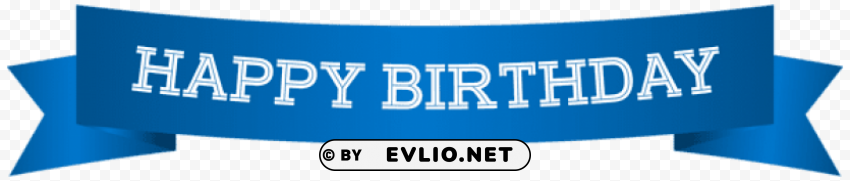 Happy Birthday Banner Blue Isolated PNG Graphic With Transparency