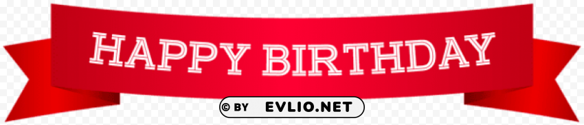 Happy Birthday Banner Red Isolated PNG Object With Clear Background