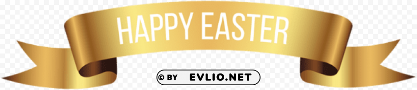 happy easter gold banner PNG without background