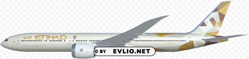 etihad airways boeing 777x Isolated Illustration in Transparent PNG