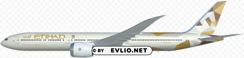 Etihad Airways Boeing 777x Isolated Illustration In Transparent PNG