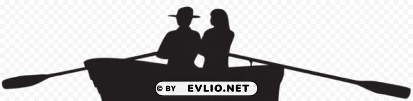 couple on boat silhouette PNG with clear background set