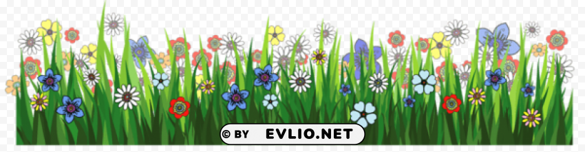 grass ground with flowers Isolated Item with Clear Background PNG
