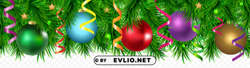christmas pine decorating border Transparent PNG Isolated Item